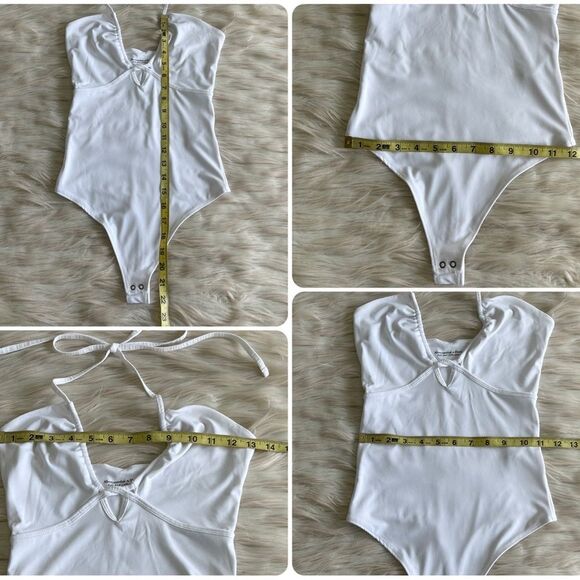 Abercrombie & Fitch Halter Cutout Bodysuit in White - Picture 6 of 11